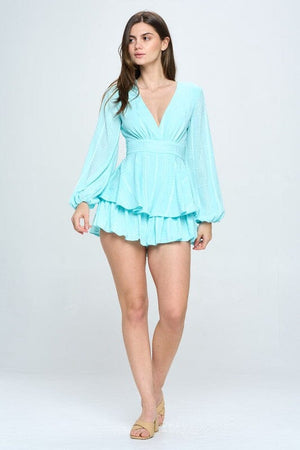 Long Sleeve Tiered Mini Romper One and Only Collective Inc 