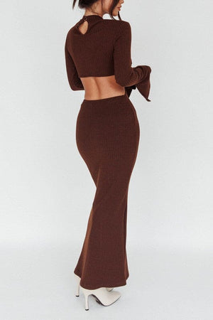 Long Sleeves with flared Cuffs Knit Maxi Dress One and Only Collective Inc 