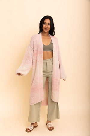 Lounge Around Longline Ombre Cardigan Ponchos Leto Collection One Size Blush 