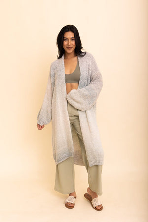 Lounge Around Longline Ombre Cardigan Ponchos Leto Collection One Size Sage 