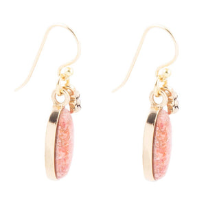 Lucent Orange Sponge Coral Golden Drop Earrings