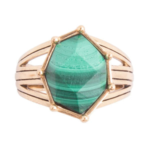 Lucky 7's Green Malachite Golden Ring