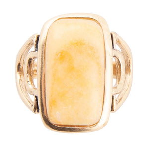 Luster Yellow Agate Golden Statement Ring