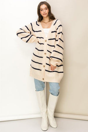Made for Style Oversized Striped Sweater Cardigan HYFVE 