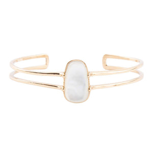 Madeline White Mother of Pearl and Golden Cuff Bracelet