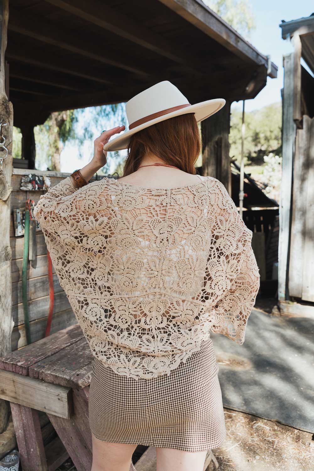 Magnolia Lace Tie Front Cover Up Wrap Mocha