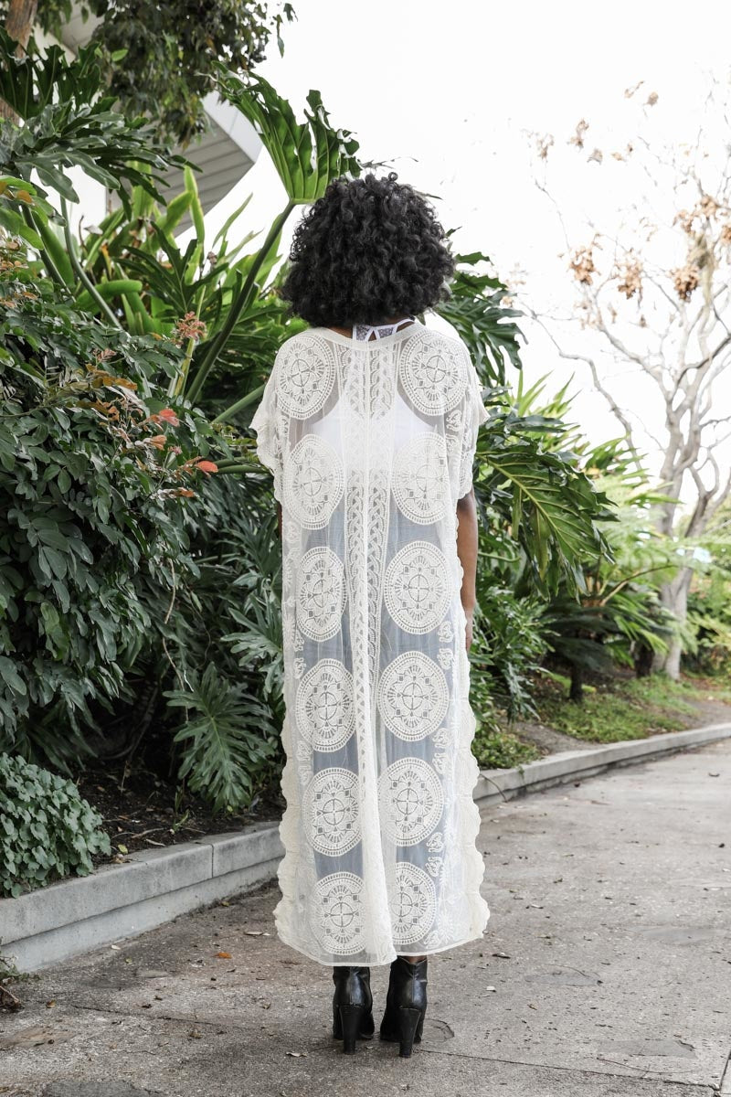 Mandala Dream Duster Kimono White