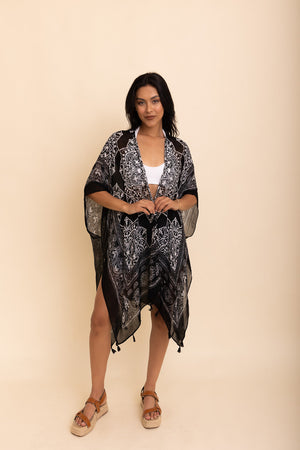 Mandala Tassel Kimono One Size / Black