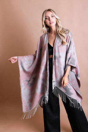 Marble Mirage Ruana Wrap Ponchos Leto Collection Pink 