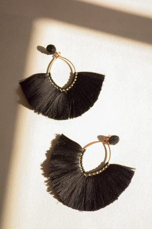 Marquise Hoop & Fan Earrings Jewelry Leto Collection Black 