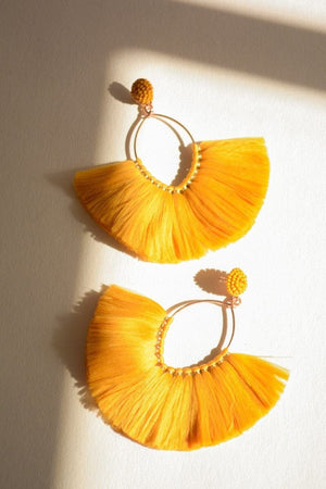 Marquise Hoop & Fan Earrings Jewelry Leto Collection Mustard 