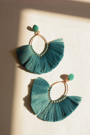 Marquise Hoop & Fan Earrings Jewelry Leto Collection Teal 