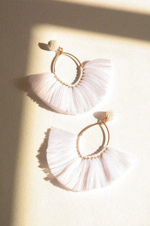 Marquise Hoop & Fan Earrings Jewelry Leto Collection White 