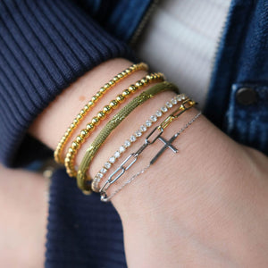 Metallic Moss Minimalist Cord Bracelet