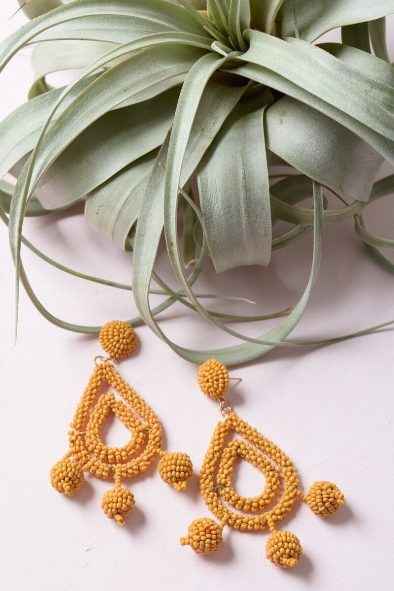 Micro Bead Dangle Earrings Jewelry Leto Collection Mustard 