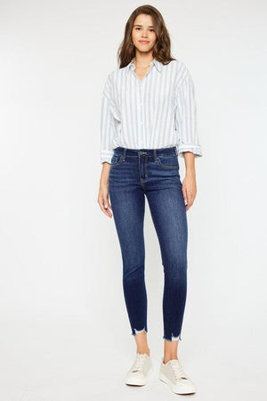 MID RISE ANKLE SKINNY JEANS-KC20009D Kan Can USA 