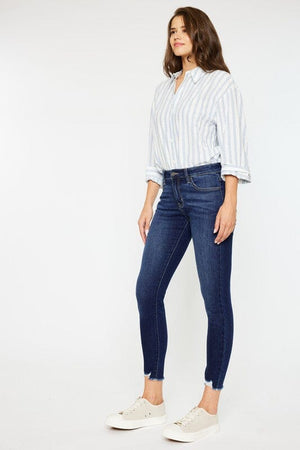 MID RISE ANKLE SKINNY JEANS-KC20009D Kan Can USA 