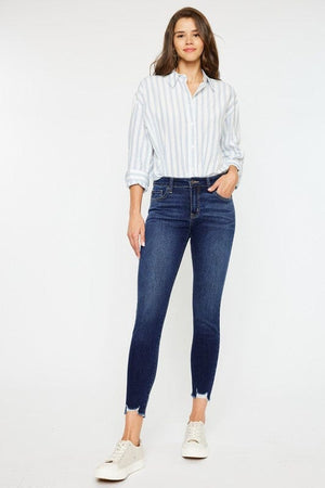 MID RISE ANKLE SKINNY JEANS-KC20009D Kan Can USA DARK 0/23 
