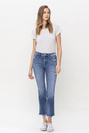 Mid Rise Crop Slim Straight Jeans Flying Monkey 