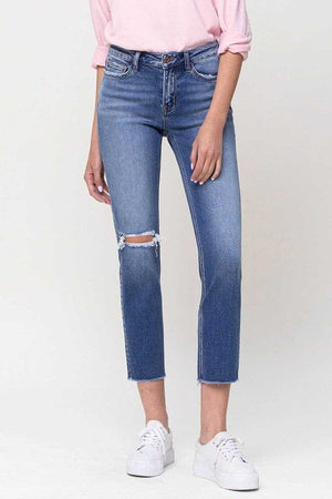 Mid-Rise Straight Crop Jeans VERVET by Flying Monkey 