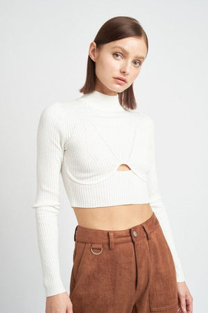 MOCK NECK CROP TOP WITH CUT OUT Emory Park 