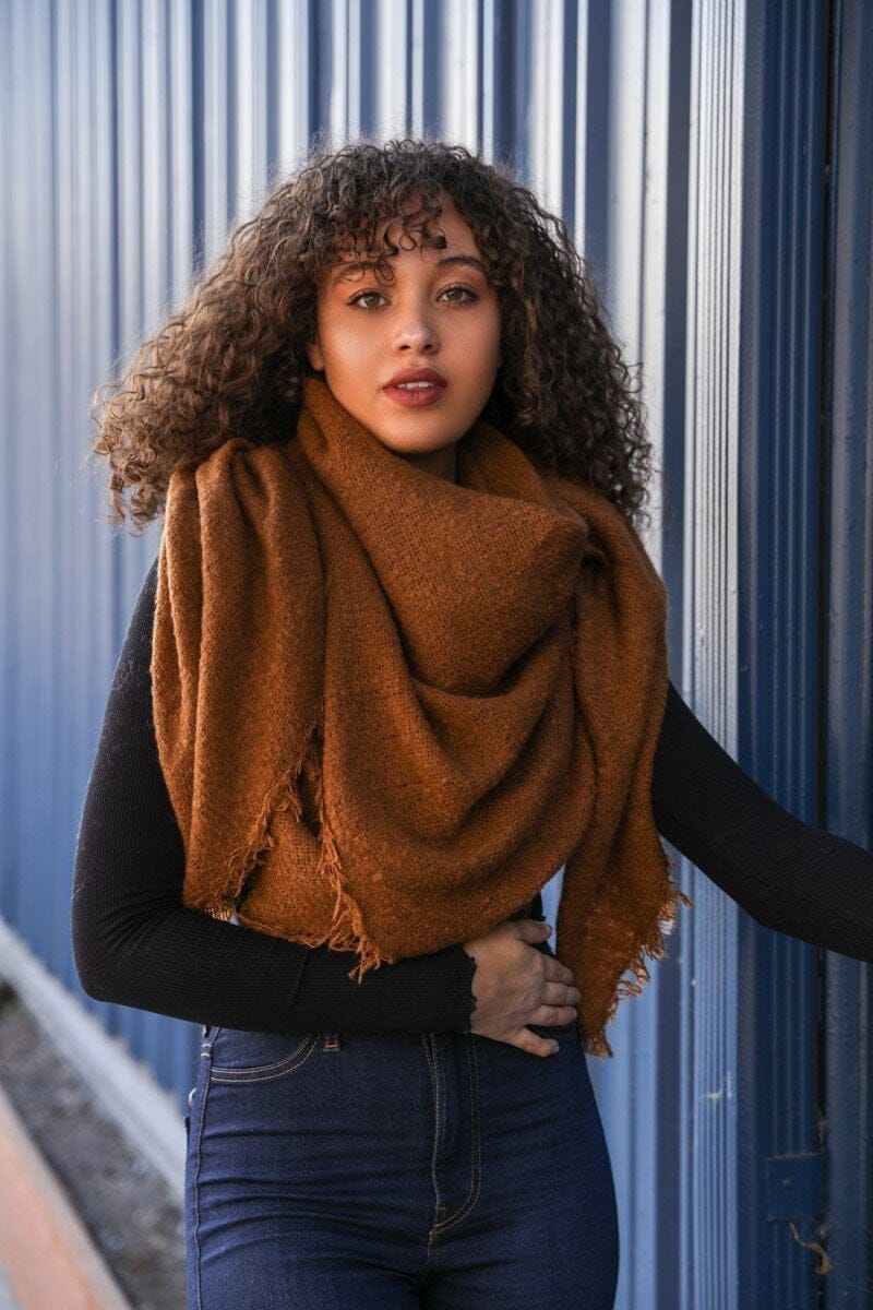 Mohair Square Blanket Scarf Scarves Leto Collection Camel 
