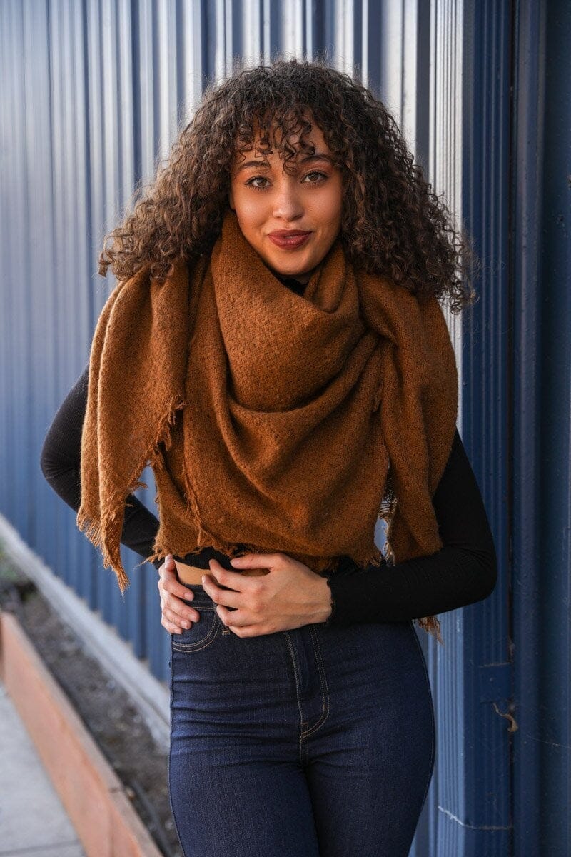 Mohair Square Blanket Scarf Scarves Leto Collection Camel 