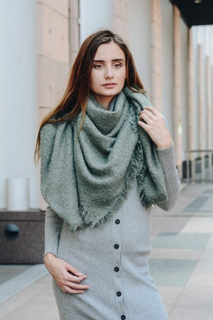 Mohair Square Blanket Scarf Scarves Leto Collection Sage 