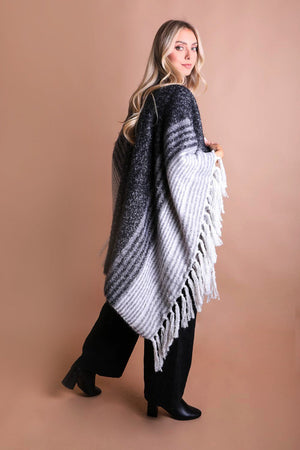 Mohair Striped Ruana Ponchos