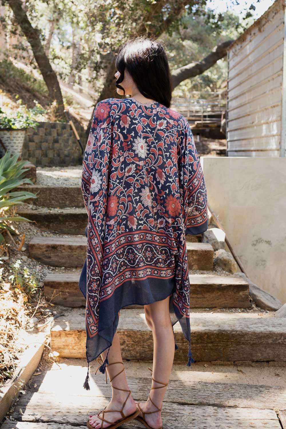 Moroccan Inspired Tapestry Kimono One Size / Blue