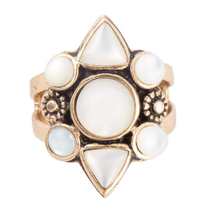 White Mother of Pearl Golden Statement Ring