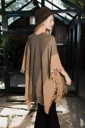 Multi Colored Ruana w/ Cinched Armholes Ponchos Leto Collection 