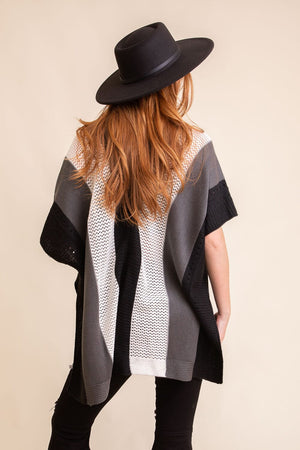 Multi-colored Striped Knit Poncho❤ Ponchos Leto Collection 