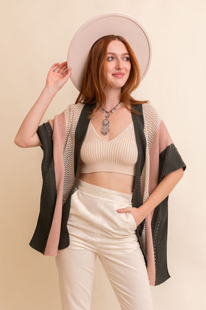 Multi-colored Striped Knit Poncho❤ Ponchos Leto Collection 