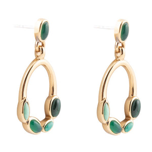 Multi Green Stones Golden Drop Earrings