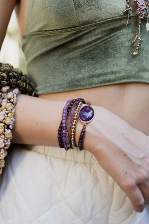 Multi-Wrap Bracelet Jewelry Leto Collection Purple 
