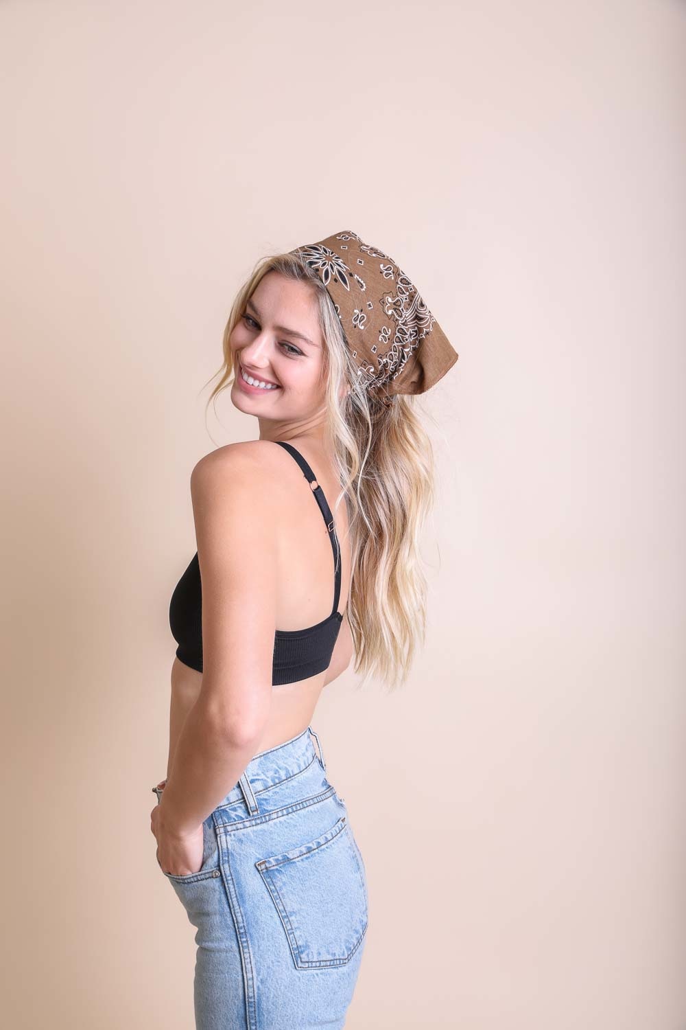 Muted Color Bandana Hats & Hair Mocha