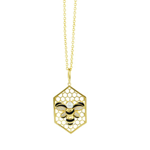 18k Gold Beehive Necklace