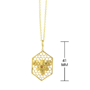 18k Gold Beehive Necklace