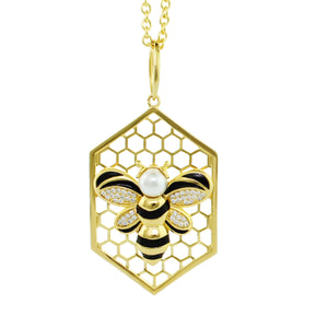 18k Gold Beehive Necklace