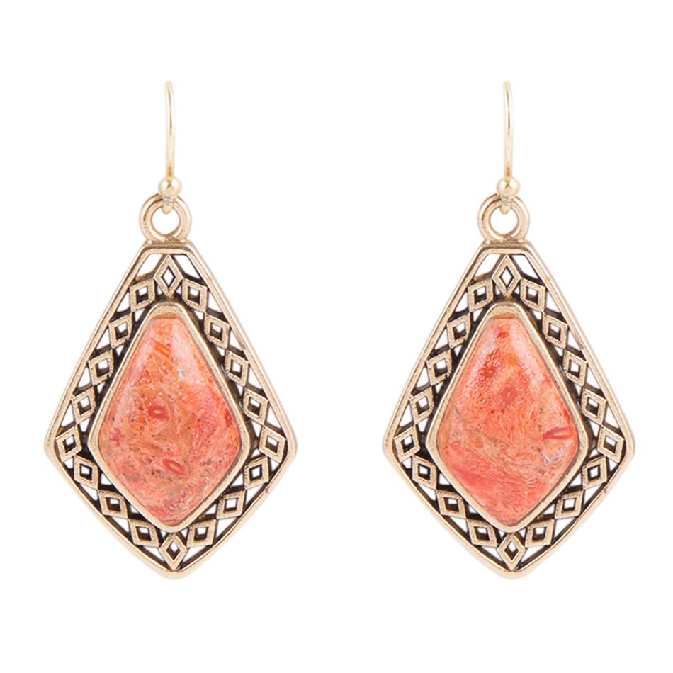 Native Vibe Orange Sponge Coral Arrow Earrings
