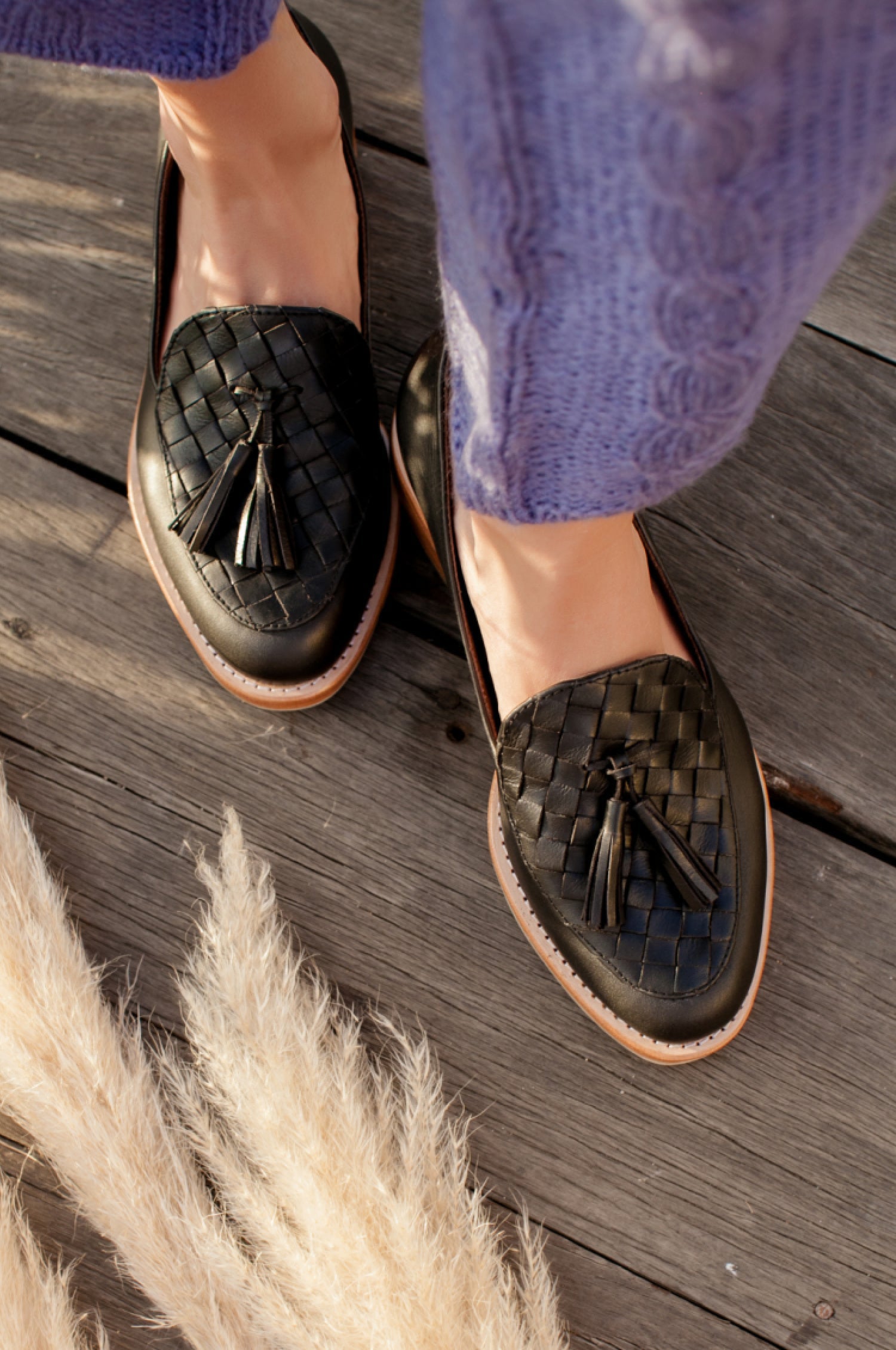 Nikita Woven Leather Loafers by ELF