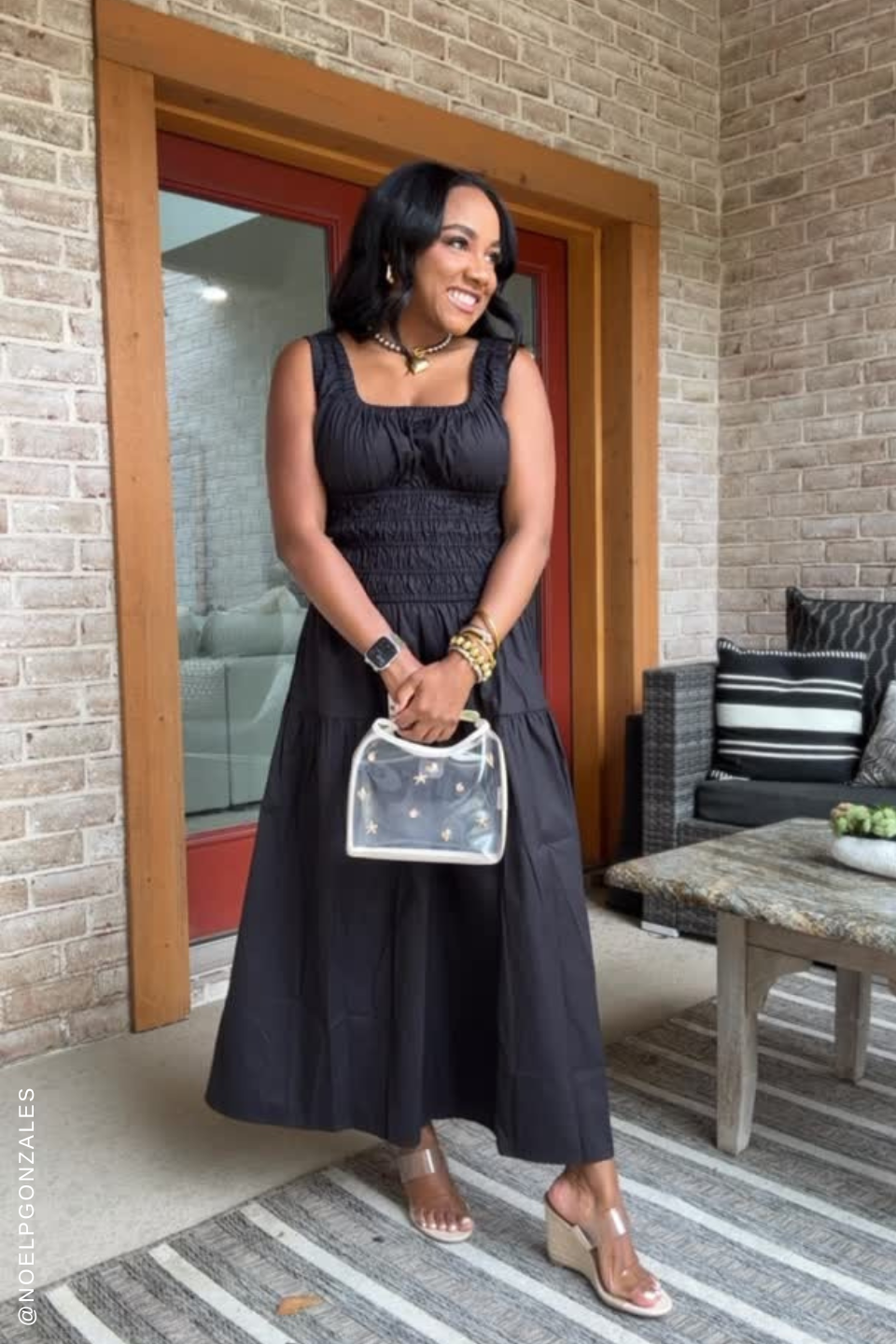 LOVELIEST LOOKS BLACK WOVEN MIDI DRESS