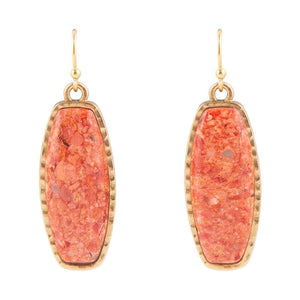 Odyssey Long Orange Sponge Coral Golden Statement Earrings