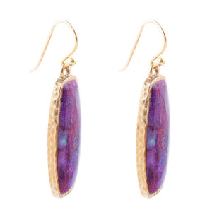 Odyssey Long Purple Turquoise and Bronze Statement Earrings