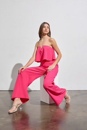 OFF SHOULDER JUMPSUIT Do + Be Collection HOT PINK S 