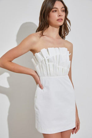 OFF SHOULDER RUFFLE DRESS Do + Be Collection WHITE S 