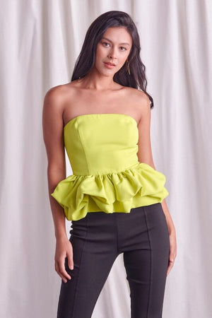 OFF SHOULDER RUFFLE TOP Do + Be Collection LIME S 