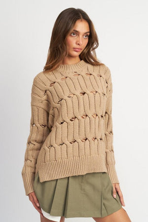 OPEN KNIT SWEATER WITH SLITS Emory Park 