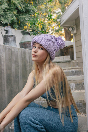 Oversized Chunky Knit Pom Beanie Beanies Leto Collection 